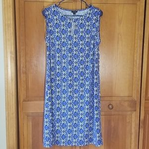 Ann Taylor blue patterned sleeveless dress
